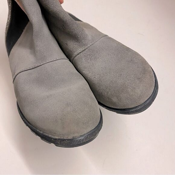 Sorel Joan of Artic Wedge Boot pull on Gray leather suede metallic Girls youth 2 - Picture 3 of 8